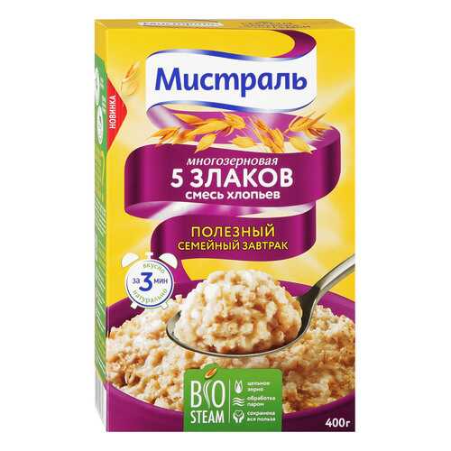 Хлопья Мистраль смесь 5 злаков 400 г в Верный