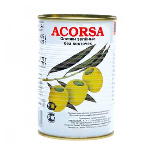 Оливки Acorsa зеленые крупные без косточки 425 г в Верный