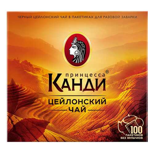 Чай черный Принцесса Канди Цейлонский 100 пакетиков без ярлыка в Верный