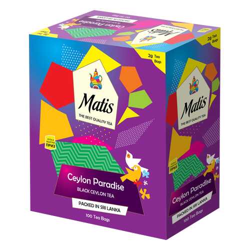 Чай черный в пакетиках для чашки Матис Ceylon Paradise 100*2 г в Верный