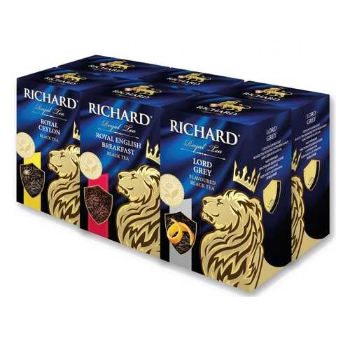 Набор чая Richard Royal Ceylon, Royal English Breakfast, Lord Grey черный листовой 6*90 г в Верный