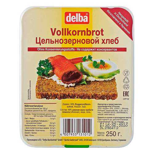 Хлеб DELBA Цельнозерновой 250г в Верный