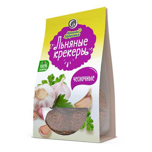 Крекеры льняные с чесноком Компас здоровья 50 г в Верный