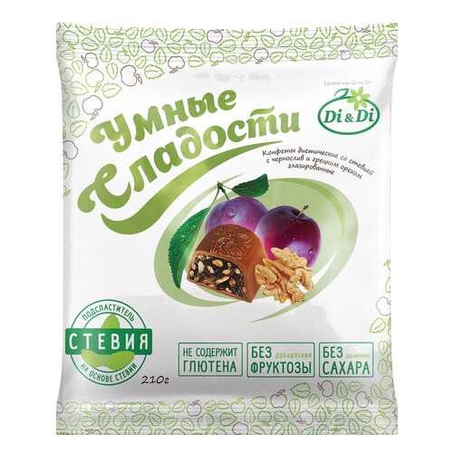 Конфеты со стевией Умные сладости с черносливом и грецким орехом глазированные 210 г в Верный