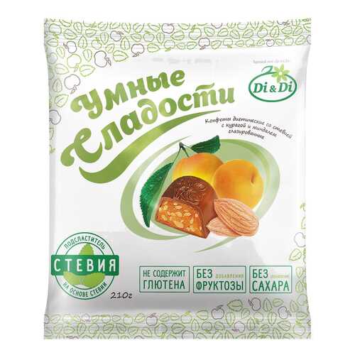 Конфеты со стевией Умные сладости с курагой и миндалем глазированные 210 г в Верный