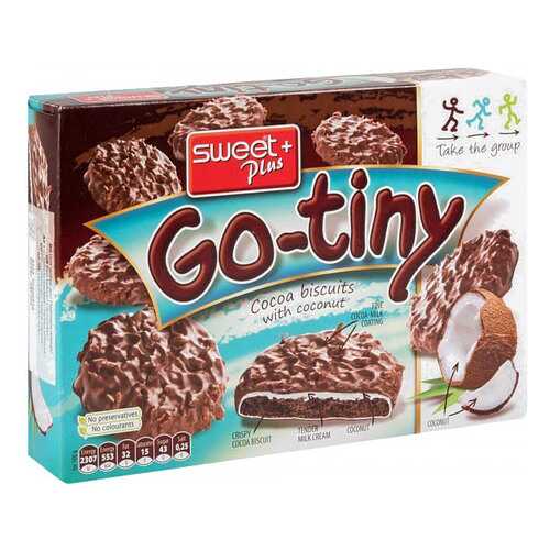 Печенье бисквитное Sweet Plus go-tiny со вкусом шоколада и кокосом 130 г в Верный
