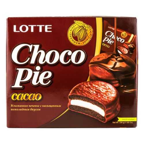 Печенье Lotte choko pie cacao с насыщенным шоколадным вкусом 336 г в Верный