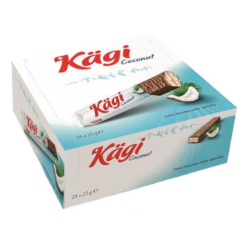 Вафли Kaegi Coconut с кокосовым крем в молочном шоколаде 24*25 г в Верный