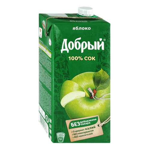 Сок ДОБРЫЙ Яблоко T-Pack 2л*2 шт в Верный